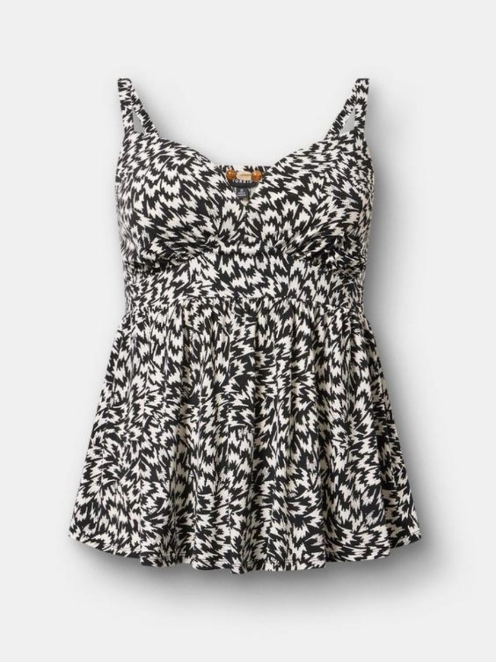 Torrid Black & White Abstract Flared Tank